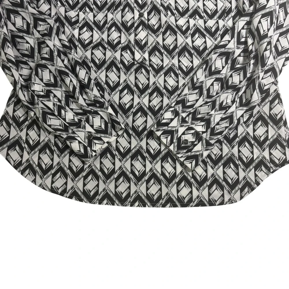 Ivanka Trump Blouse Diamond Print Long Sleeve Button Up Shirt S/P